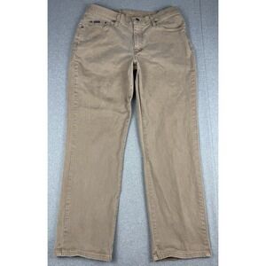 Riders by Lee Womens 14M Tan Straight Leg Stretch Jeans Pants Khaki Mid Rise